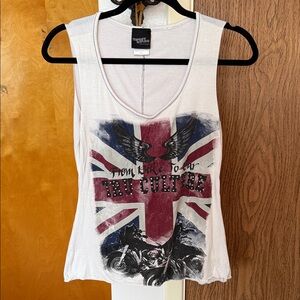 White Graphic Tank Top